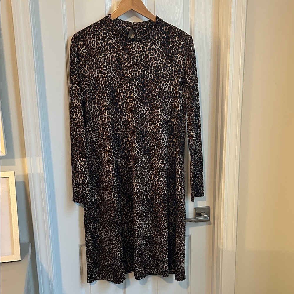 Leopard Print Long Sleeve Dress